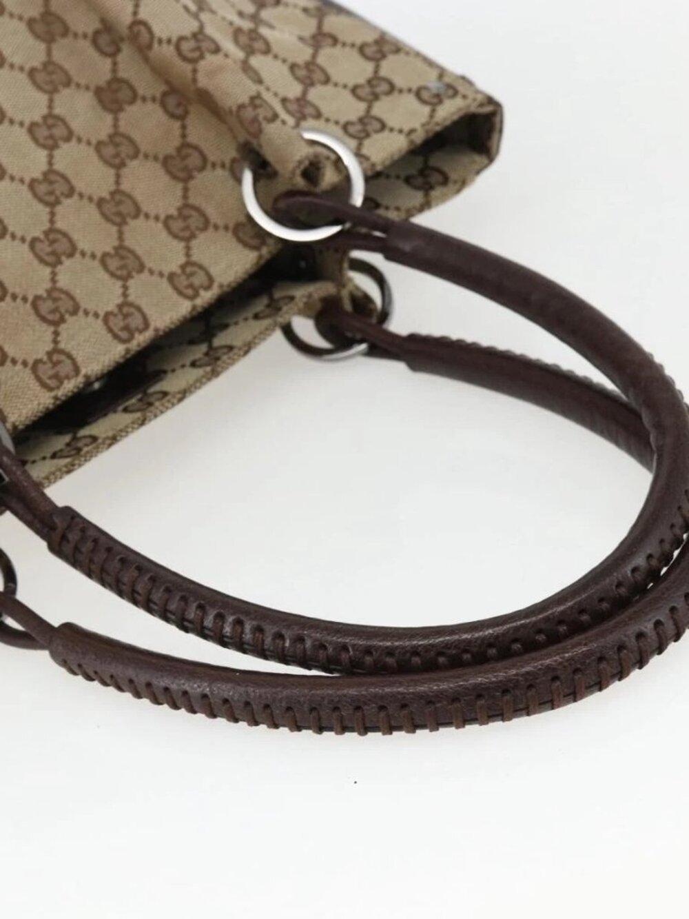 GUCCI GG Canvas Tote Bag Beige Silver 115016 Auth 169570 - Picture 8 of 16